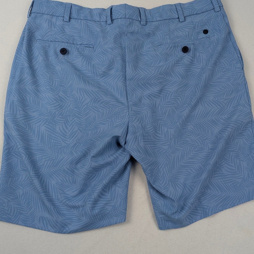 Peter Millar Crown Crafted Mens 35 Blue Palm Leaf Performance Golf Shorts - Picture 4 of 11